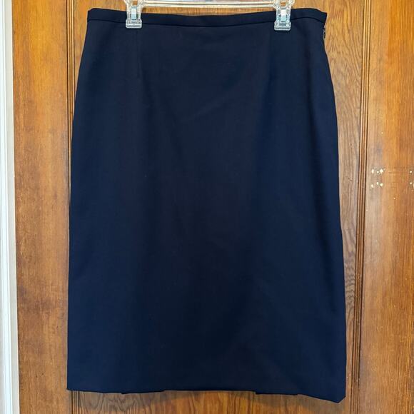 Pendleton Virgin Wool Navy Straight Skirt 12 Made in USA Preppy Academia - Picture 1 of 7